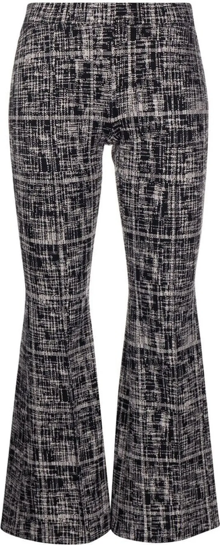 Cropped Plaid Flared Trousers