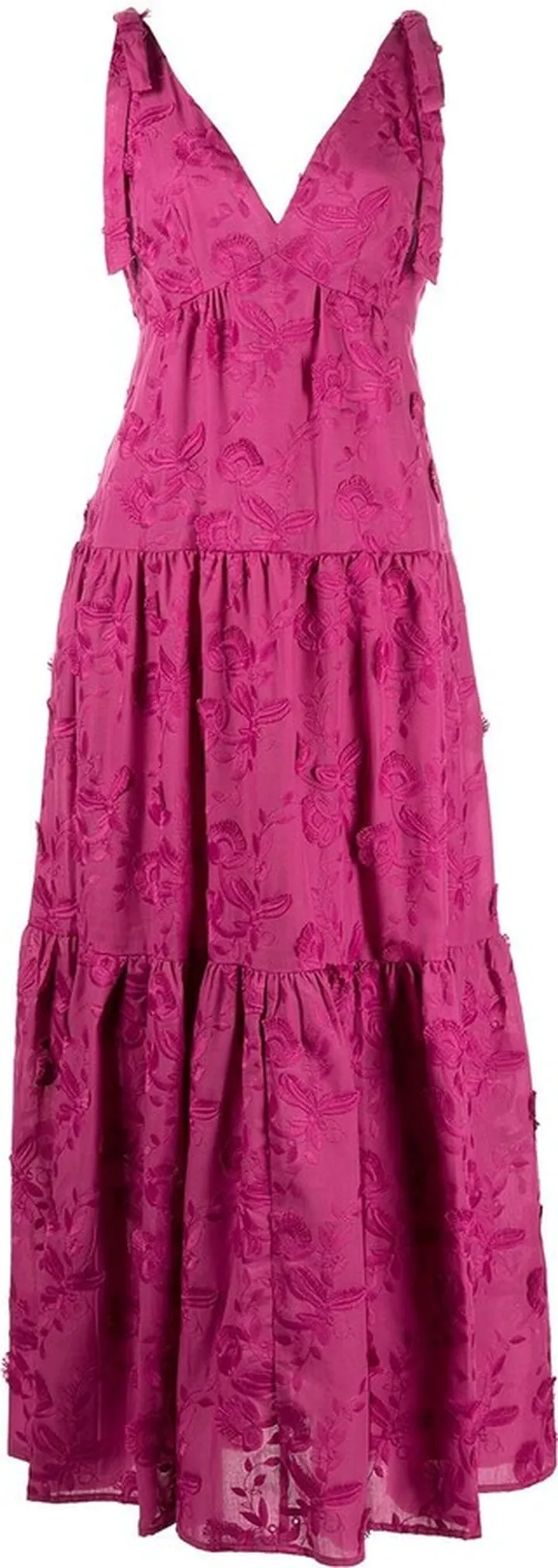 Floral-Lace Appliqué Midi Dress