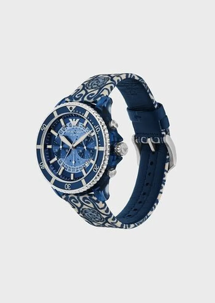 Chronograph Multicolor Watch with Polyurethane and rPET Strap Set