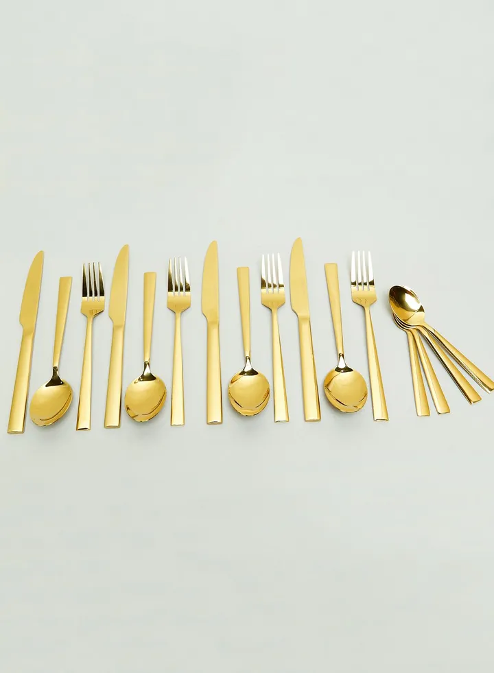 Avie 16 Piece Gold Cutlery Set