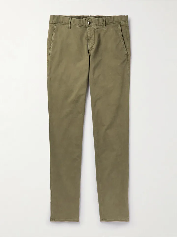 Slim-Fit Stretch Cotton-Blend Trousers