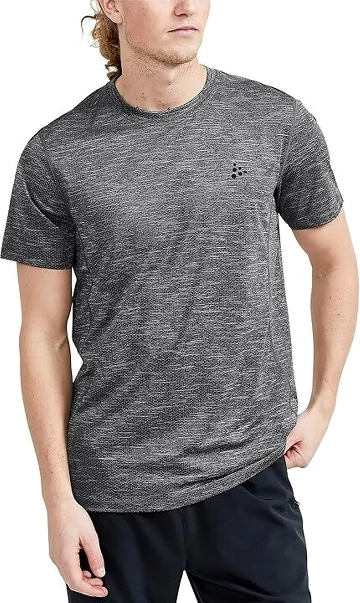Craft Adv Charge Melange Short Sleeve Tee (Black Melange) Men's Clothing
