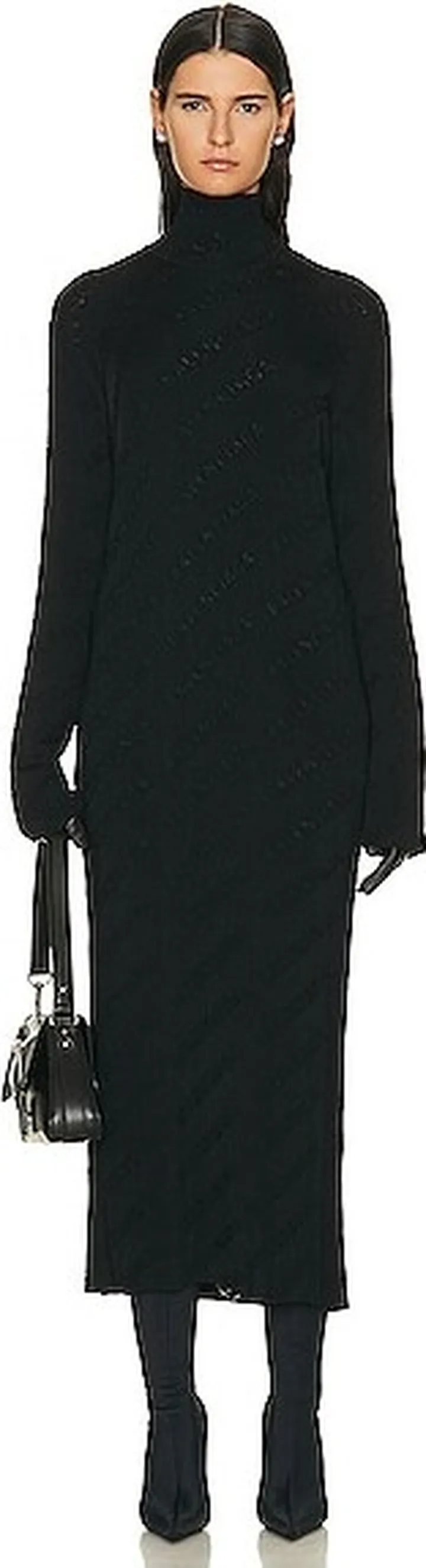 Balenciaga Destroyed Midi Dress in Black