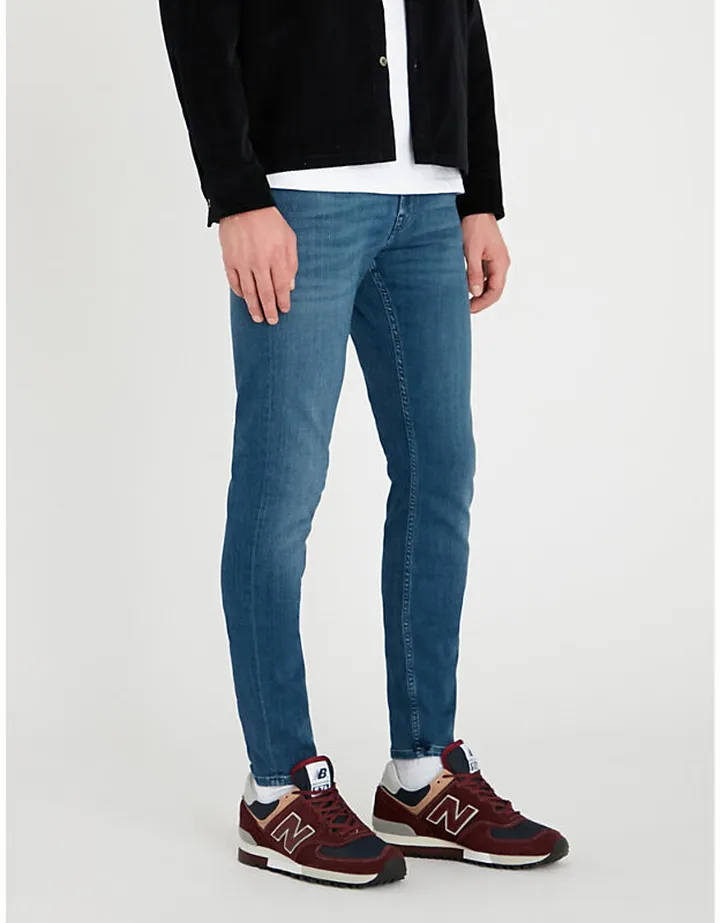 Mens Mid Blue Ronnie Tapered Luxe Performance Plus Skinny Tapered Jeans