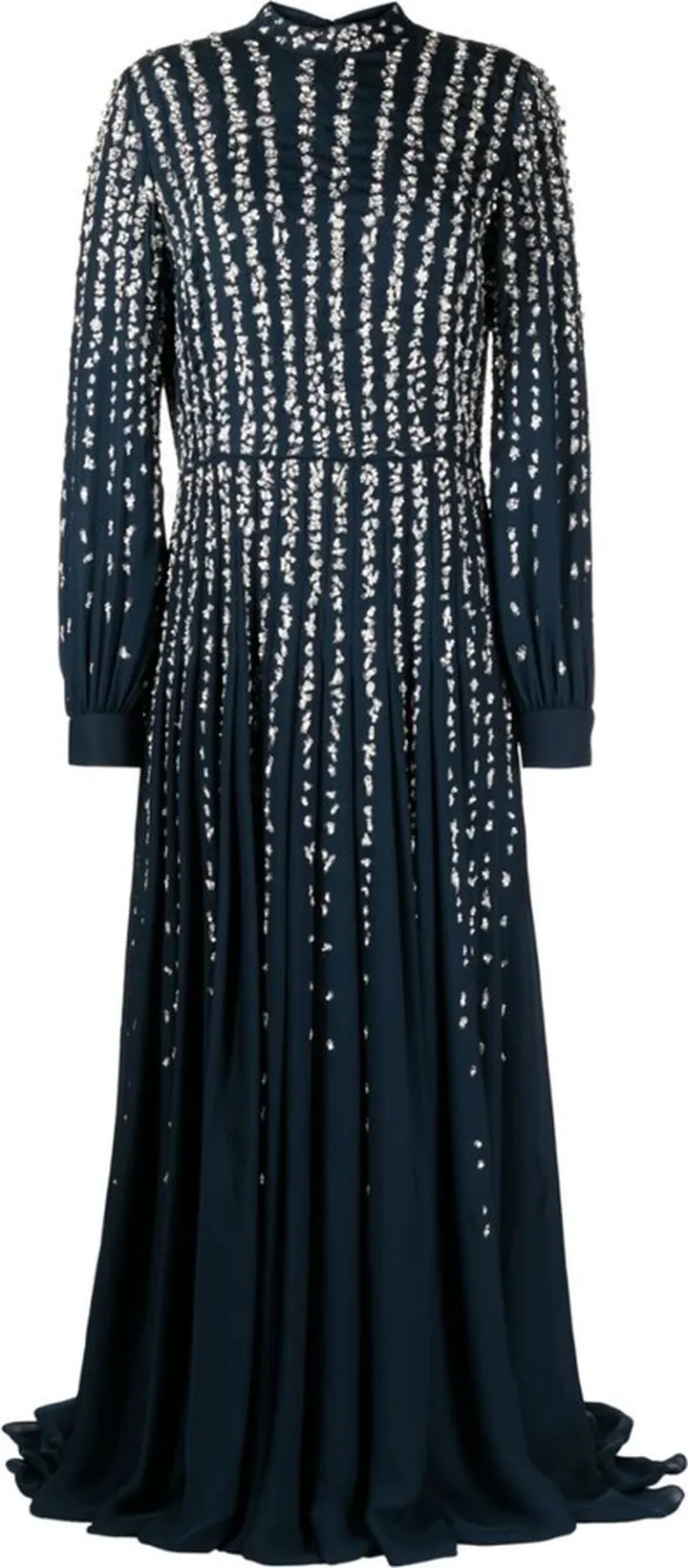 Blue Georgette Embellished Silk Gown