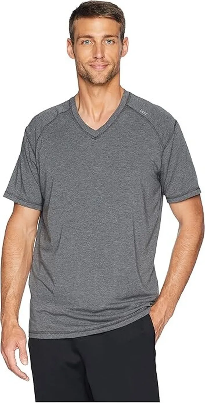 tasc Performance Carrollton V-Neck Tee (Black Heather) Men's T Shirt