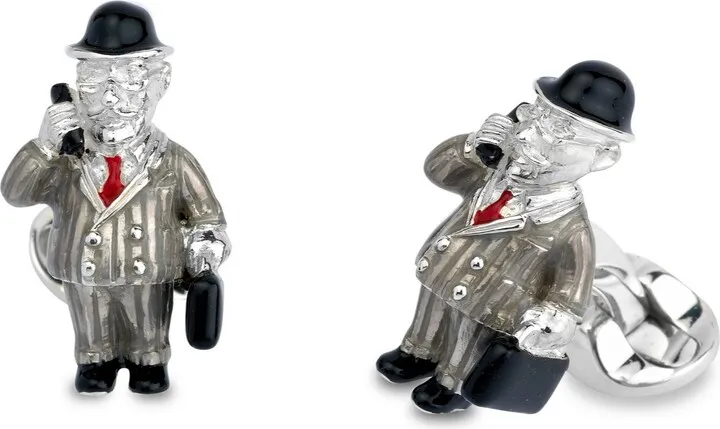 Deakin & Francis - Deakin & Francis Sterling Silver Grey Suit Businessman Cufflinks
