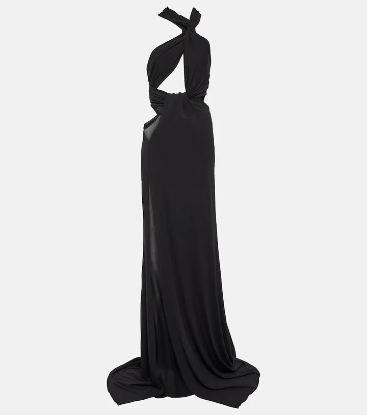 Halterneck jersey gown