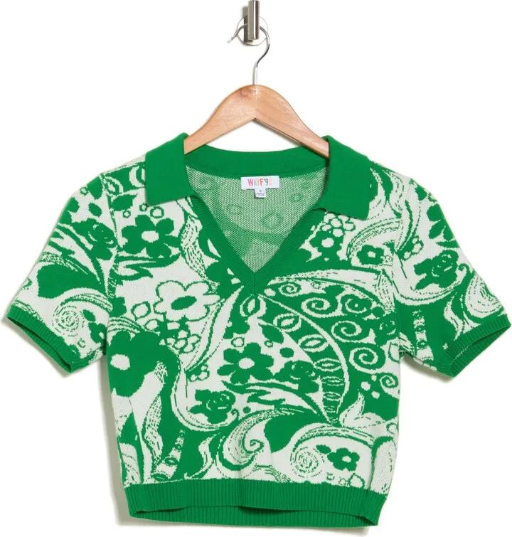 BRB Swirl Print Cotton Knit Polo Top