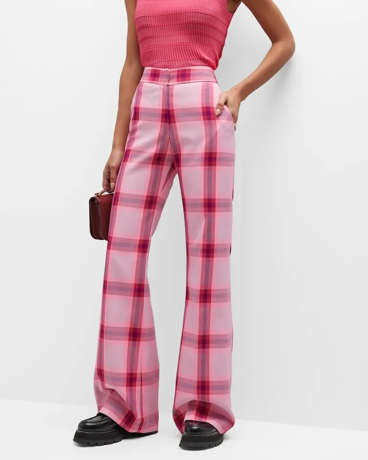 Plaid Wide-Leg Trousers