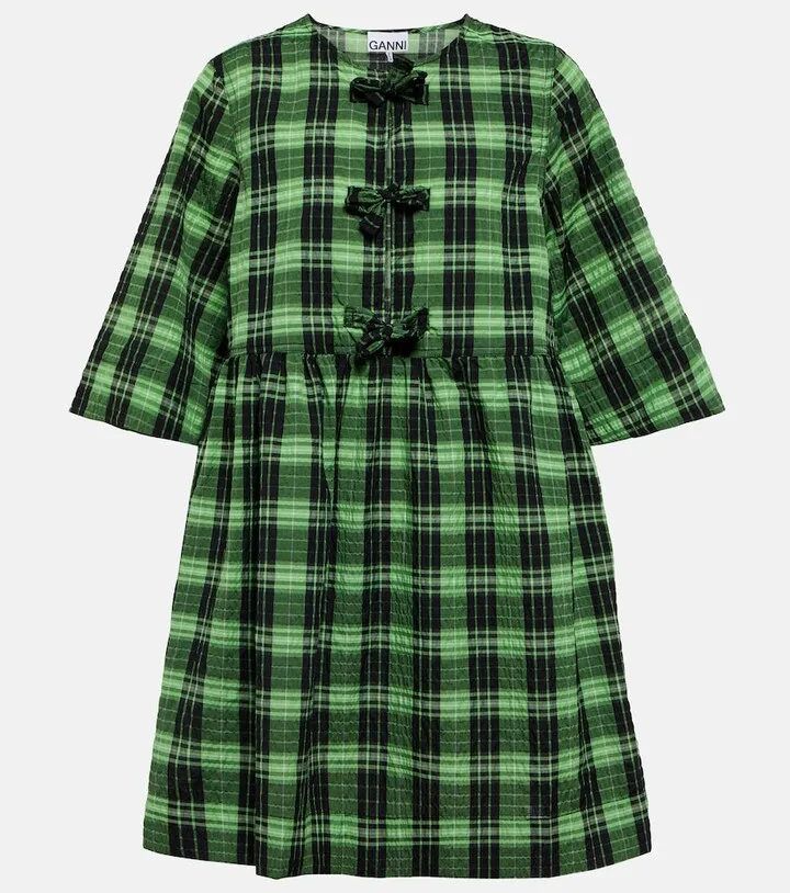 Checked seersucker minidress