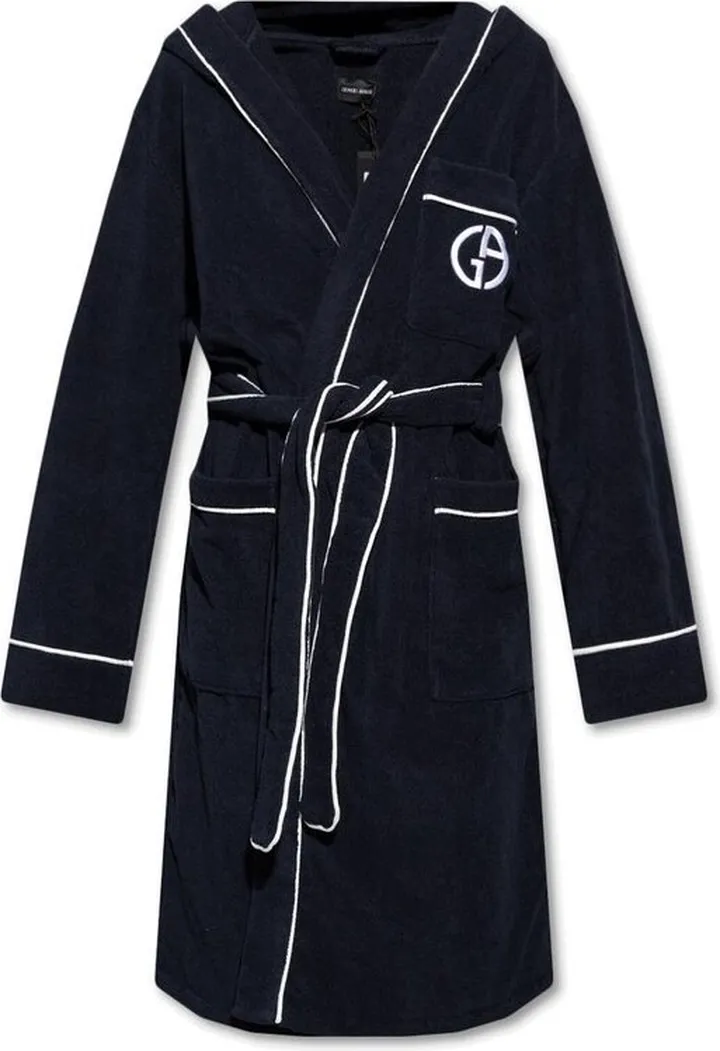 Giorgio Armani Logo Embroidered Belted Bathrobe