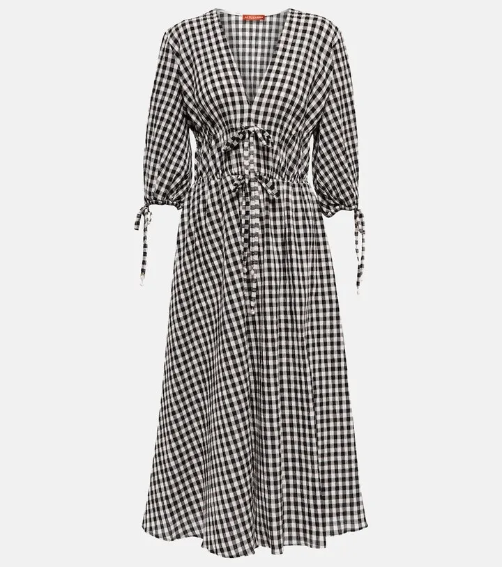 Donrine cotton-blend gingham maxi dress