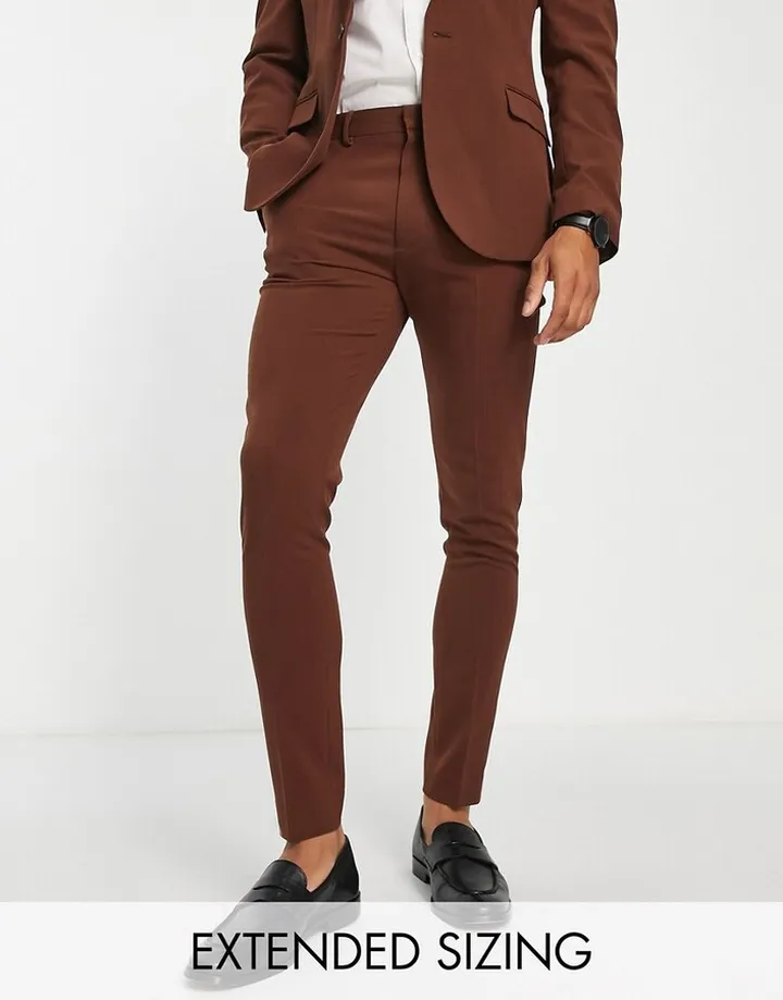 ASOS DESIGN super skinny suit pants in brown