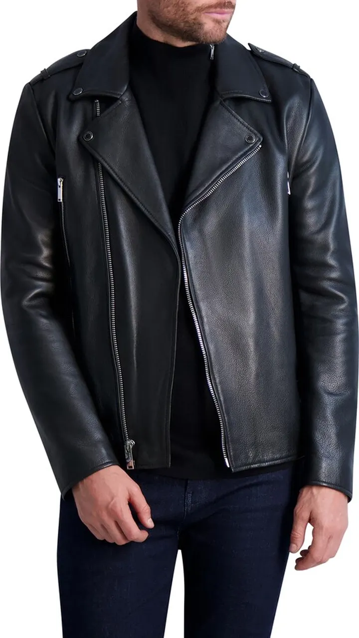 Asymmetric Leather Moto Jacket