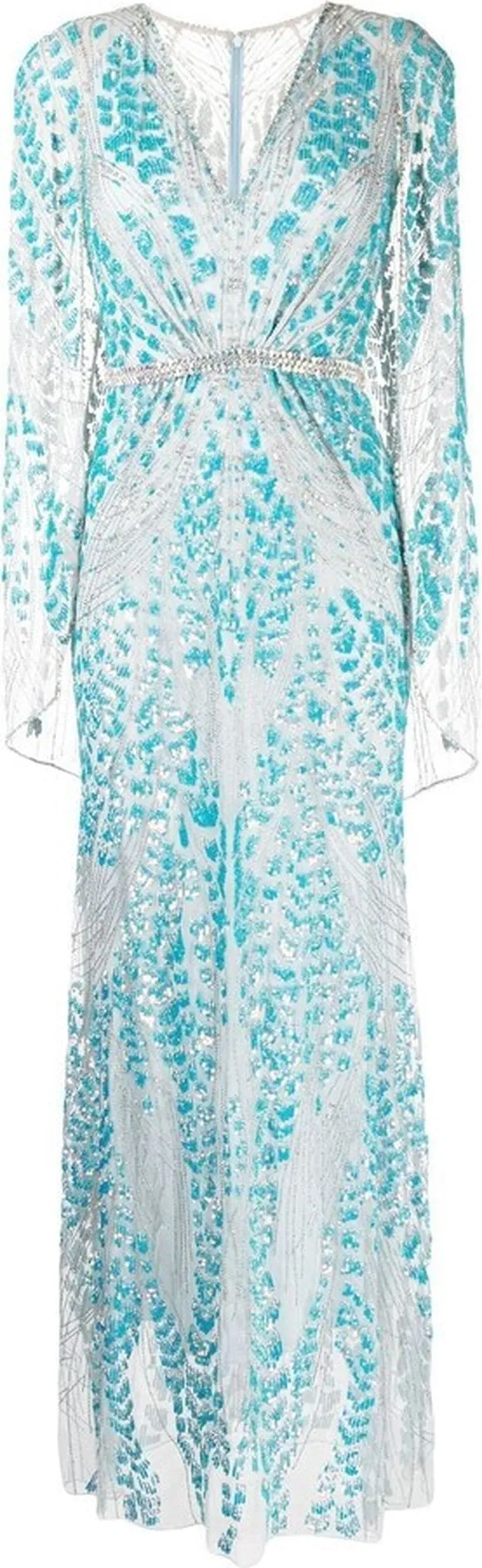 Lovebird sequin cape gown