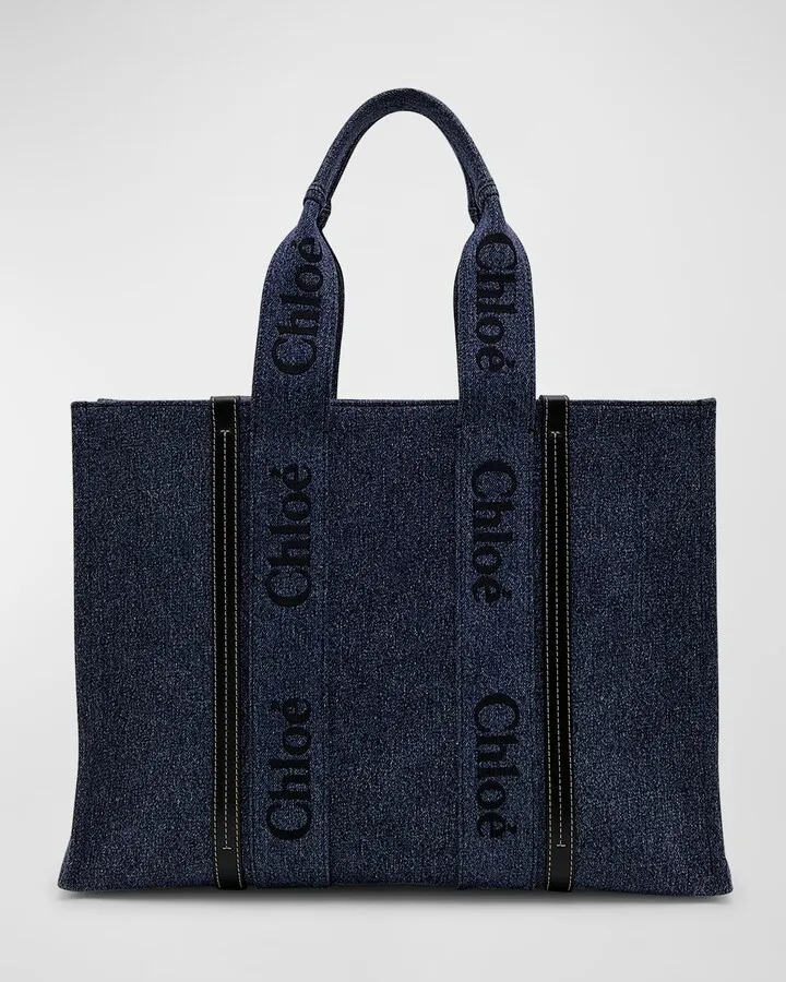 Woody Large Denim Tote Bag