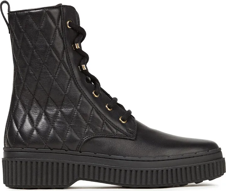Quilted leather combat boots