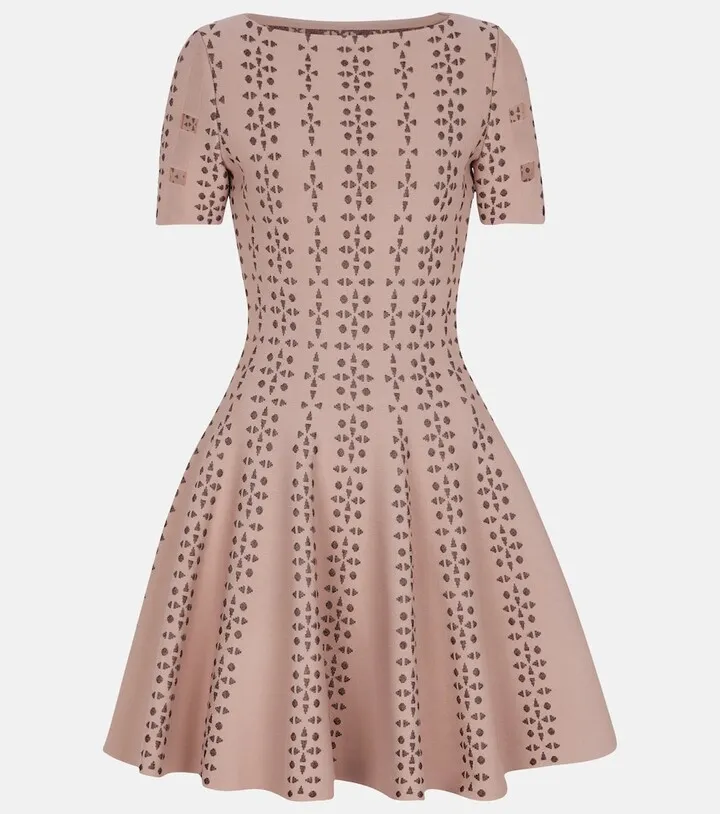 Stretch-knit jacquard minidress