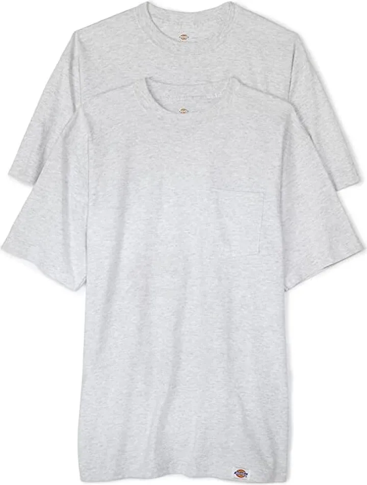 Dickies Men's Short Sleeve Pocket T-Shirts Two-Pack (Ash Gray) Men's T Shirt