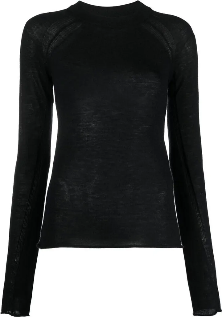 Ribbed-Detail Long-Sleeved Top