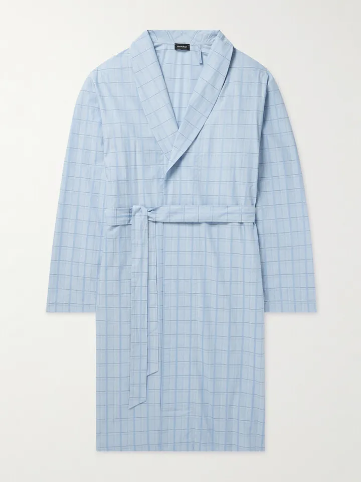 Ian Checked Cotton-Dobby Robe