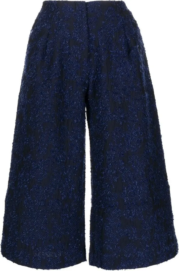 Jacquard-Pattern Cropped Trousers