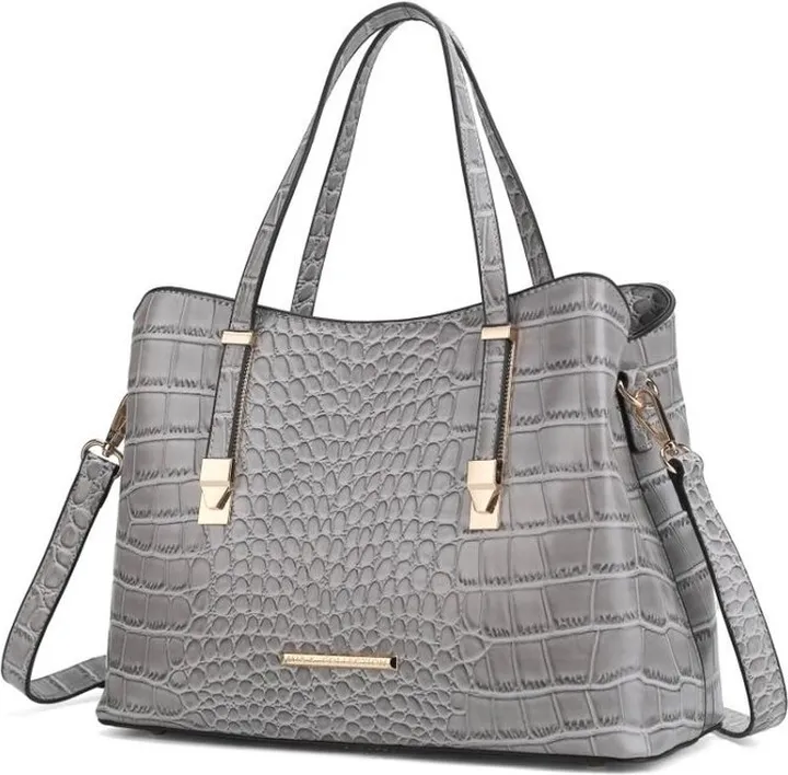 MKF Collection by Mia K Aurelia Crocodile Embossed Vegan Leather Women’s Tote Bag - Grey