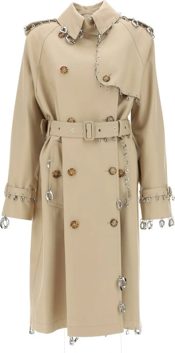 Burberry Chain-Link Piercing Gabardine Trench Coat