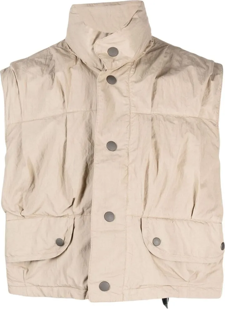 Cropped Poplin-Texture Gilet