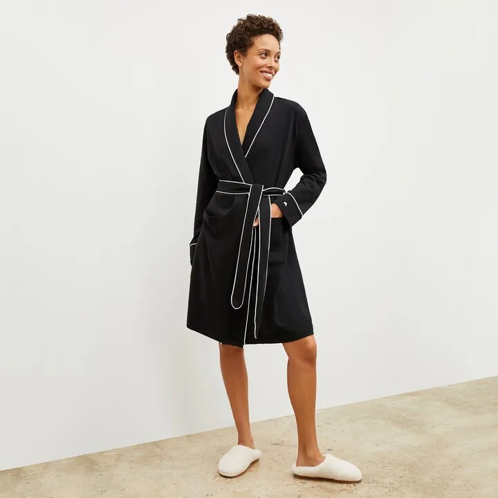 Petite Plume Luxe Pima Robe - Black