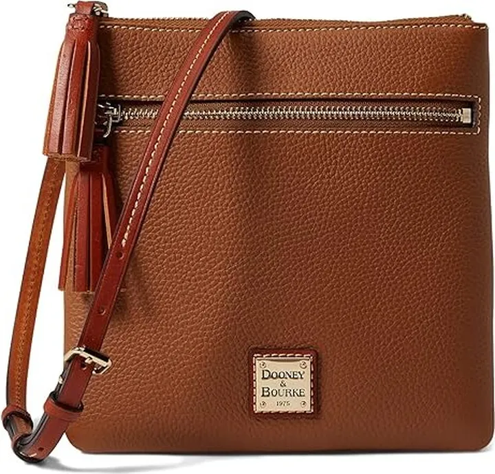 Dooney & Bourke Pebble Double Zip Tassel Crossbody (Caramel) Handbags