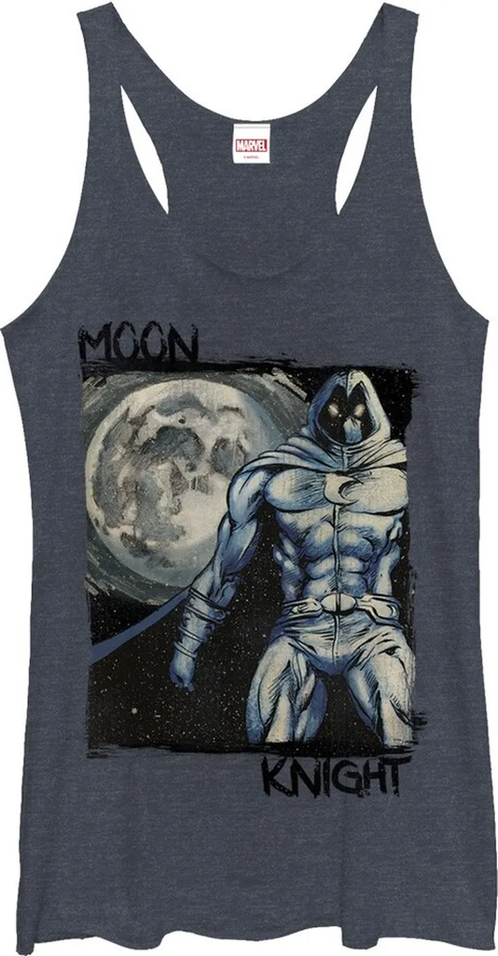 Women's Marvel Moon Knight Star Night Racerback Tank Top - Navy Blue Heather - Small