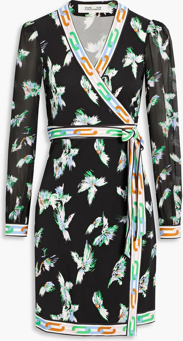 Gala printed jersey mini wrap dress