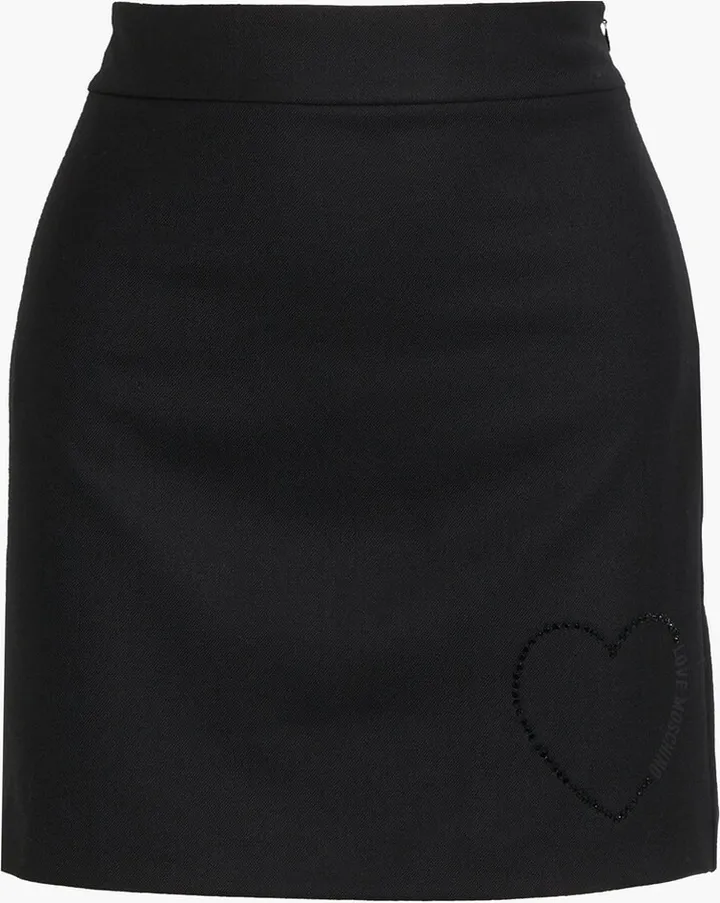 Crystal-embellished twill mini skirt