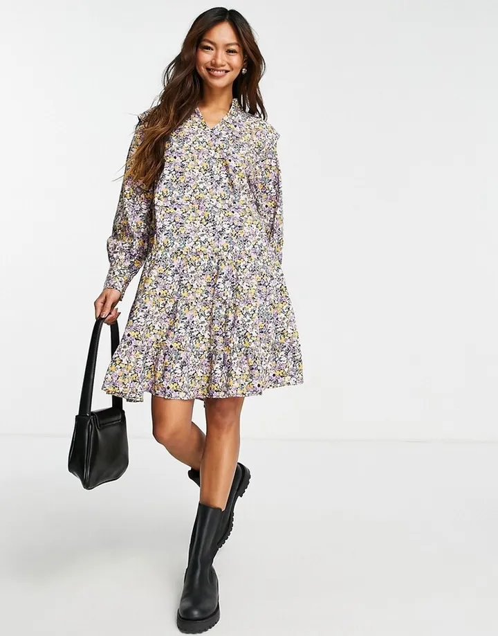 Y.A.S skirted mini dress in floral print