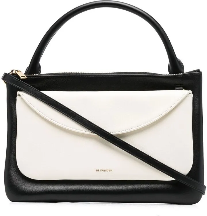 Colour-Block Leather Tote Bag