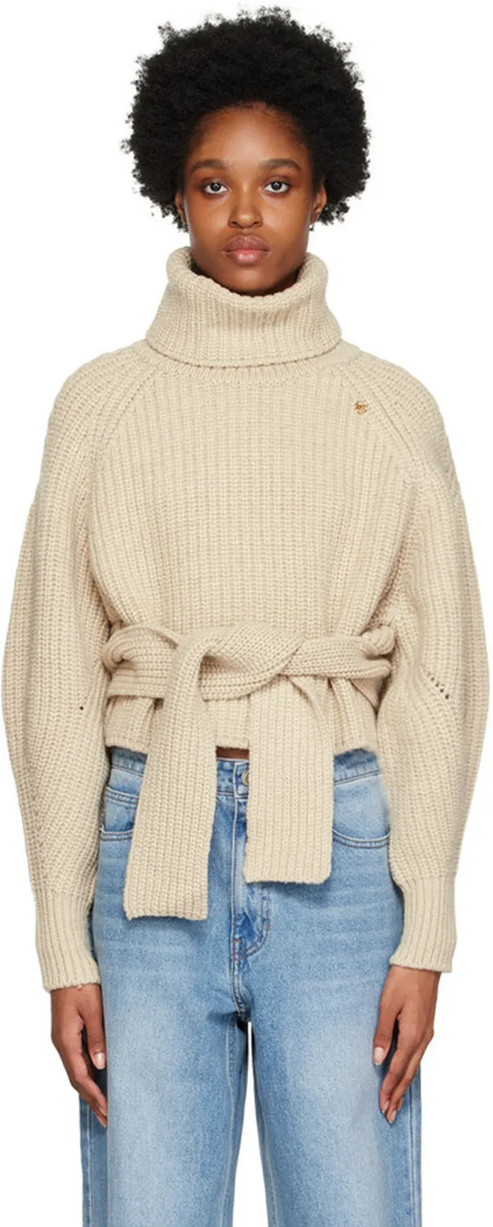 Recto Beige Crop Turtleneck