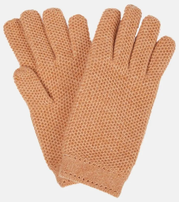 Crochet cashmere gloves