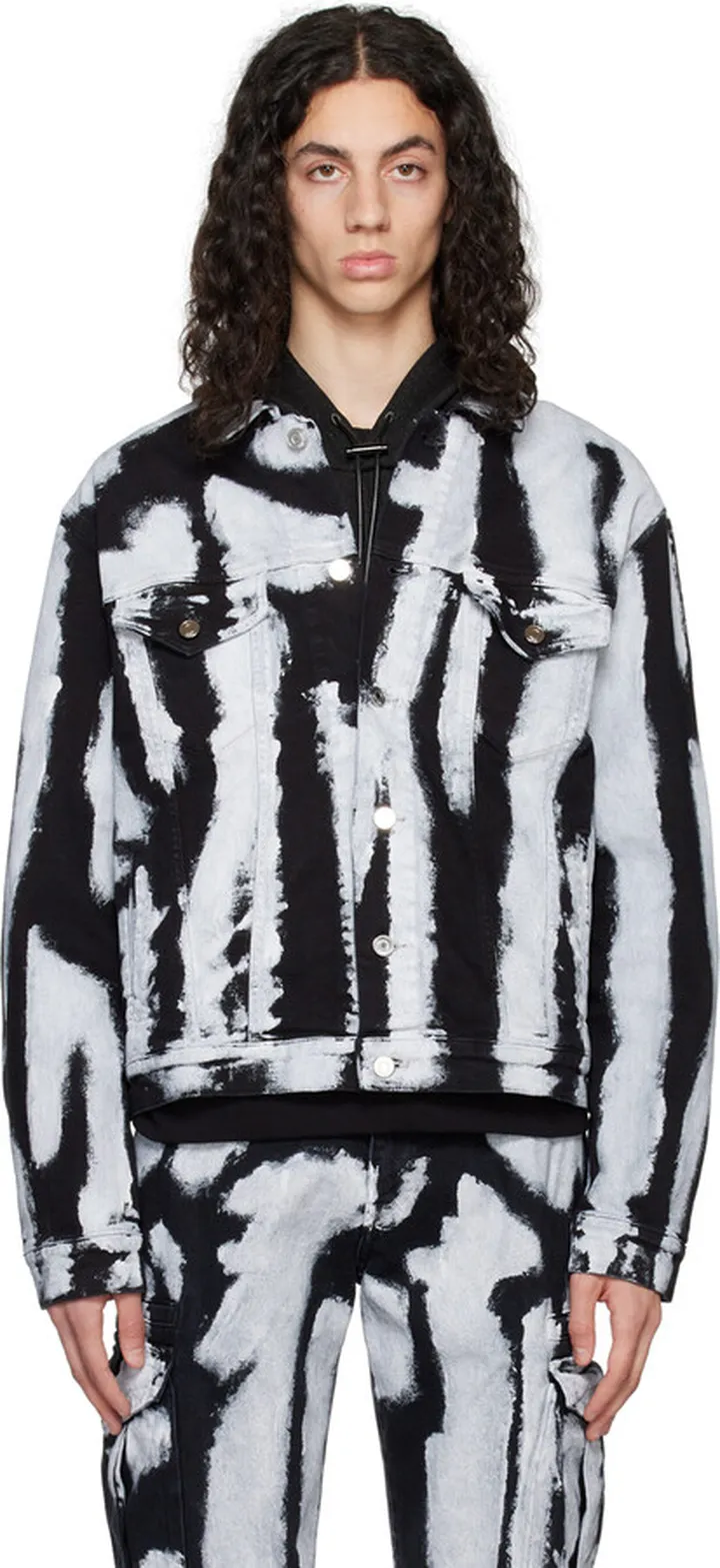 RtA Black & White Elmer Denim Jacket