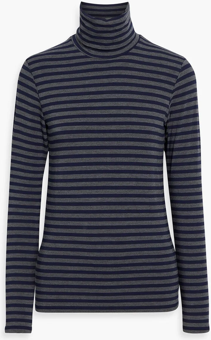 Striped stretch-jersey turtleneck top