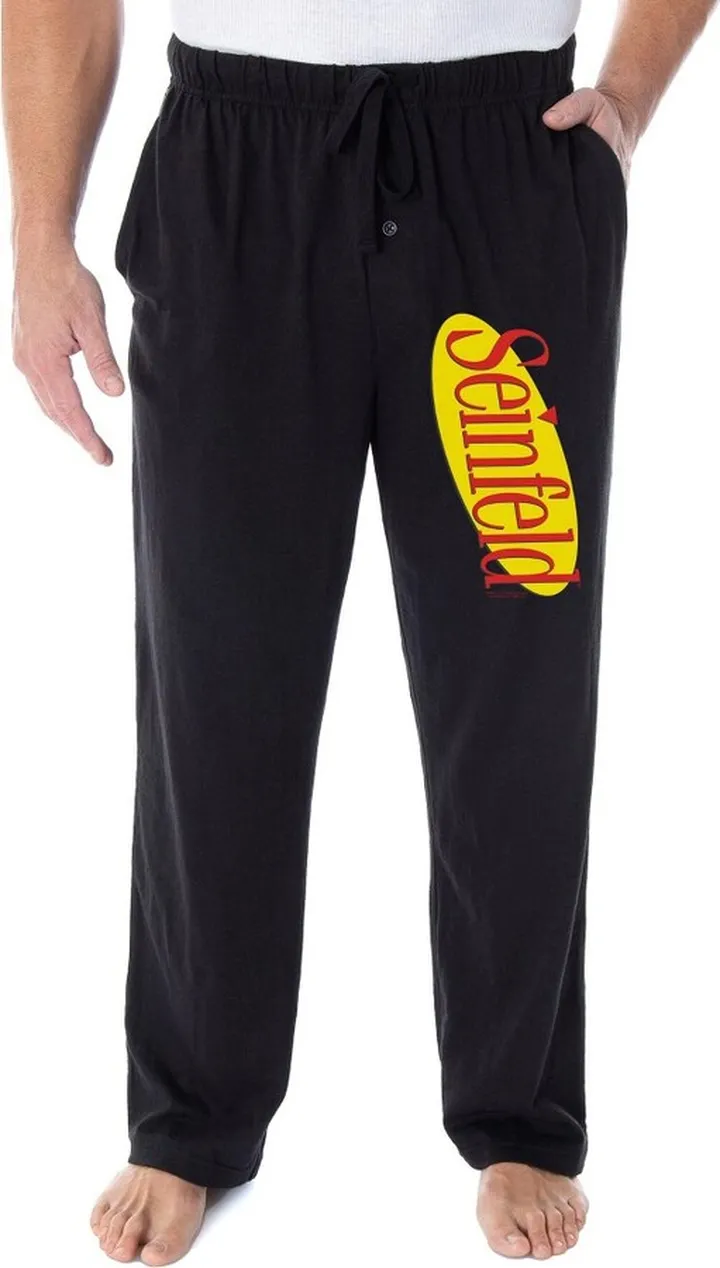Seinfeld TV Series Men's Classic Logo Loungewear Sleep Pants Pajama Pants (LG) Black