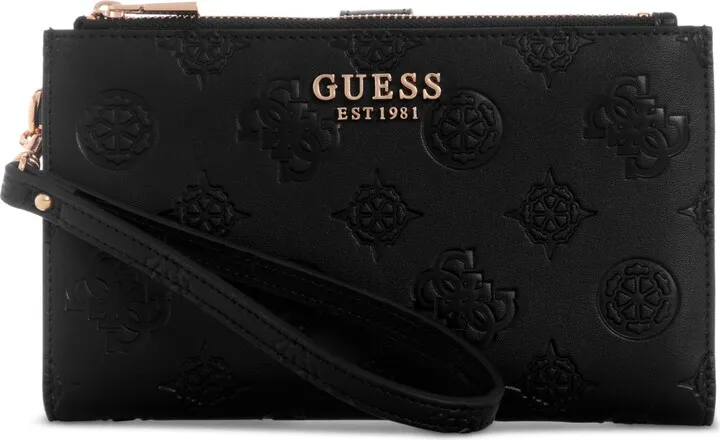 Guess Laurel Double Zip Debossed Peony Monogram Organizer
