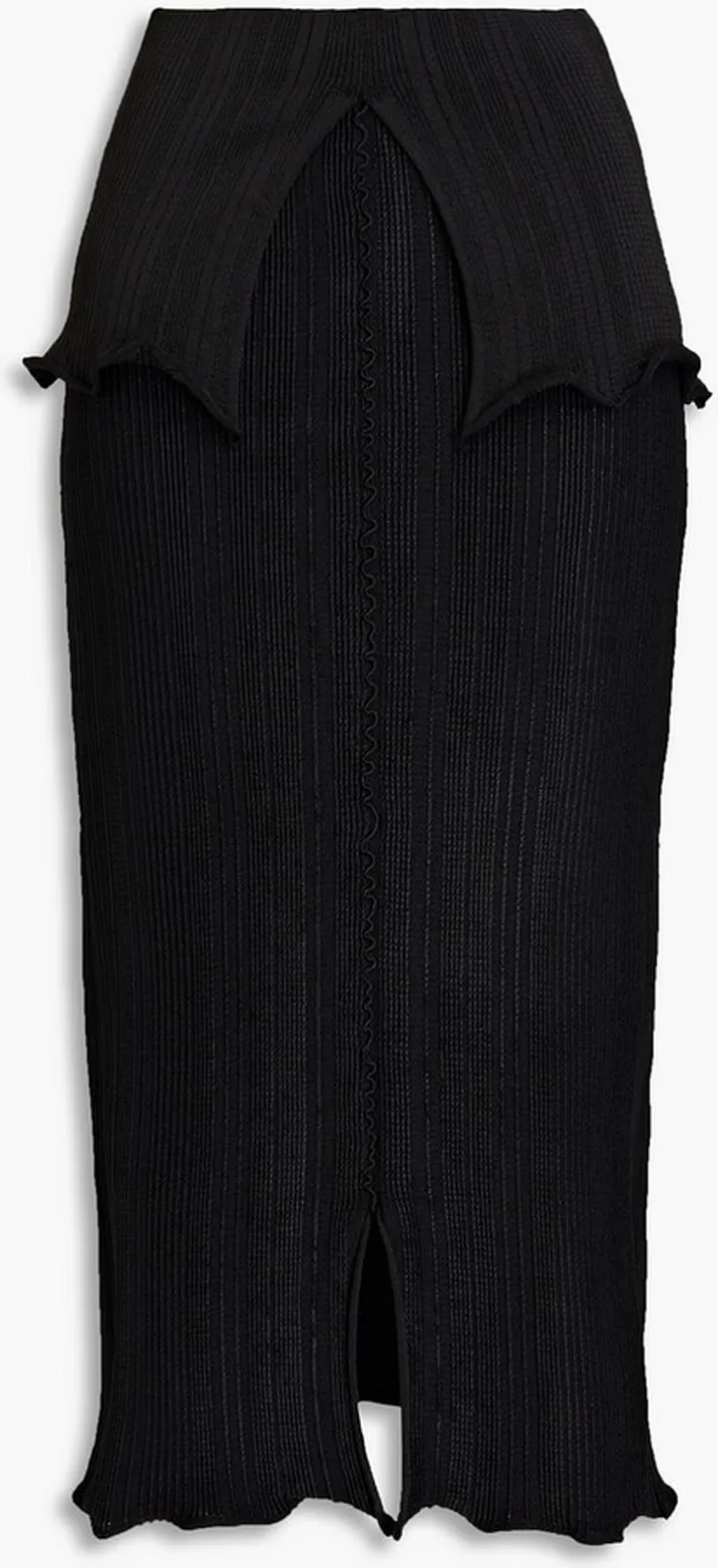 Ribbed-knit midi skirt