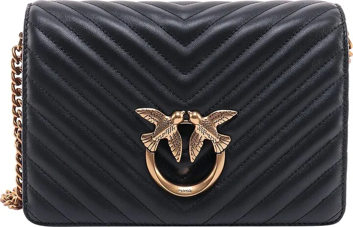 Matelassé leather shoulder bag with Love Birds detail