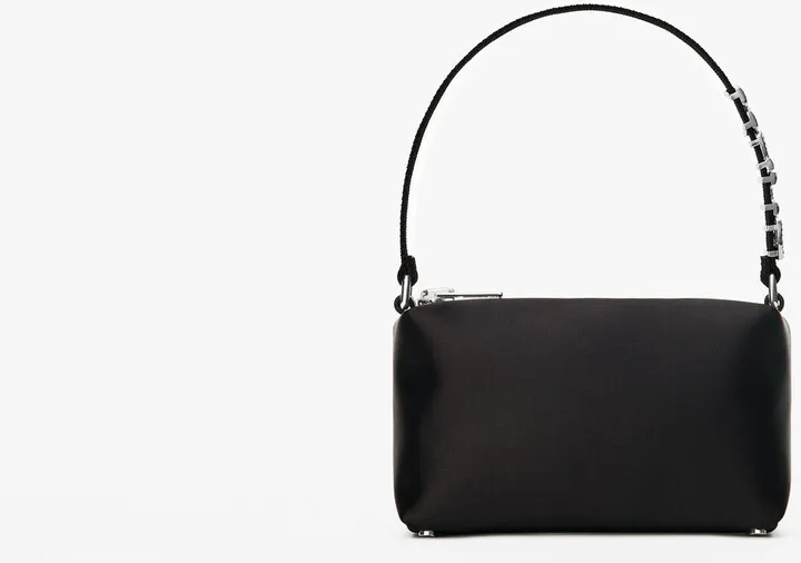 Alexander Wang Unisex Heiress Satin Pouch With Crystal Logo Black
