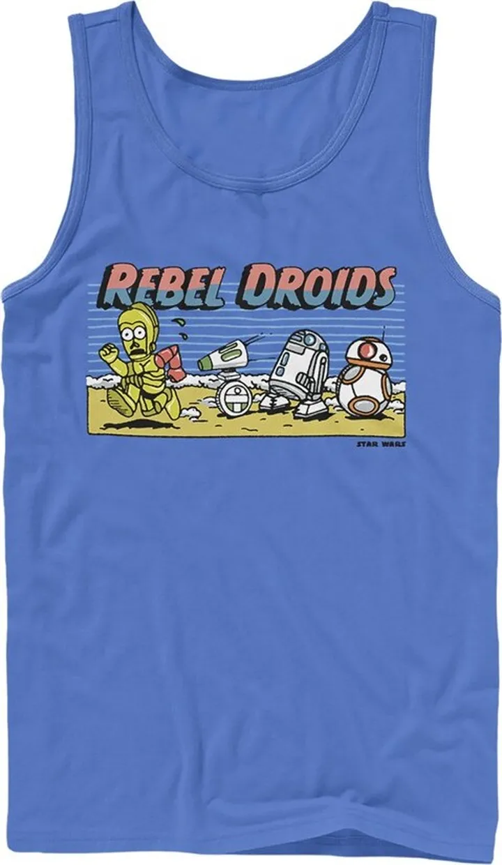 Men's Star Wars: The Rise of Skywalker Rebel Droids Cartoon Tank Top - Royal Blue - Medium