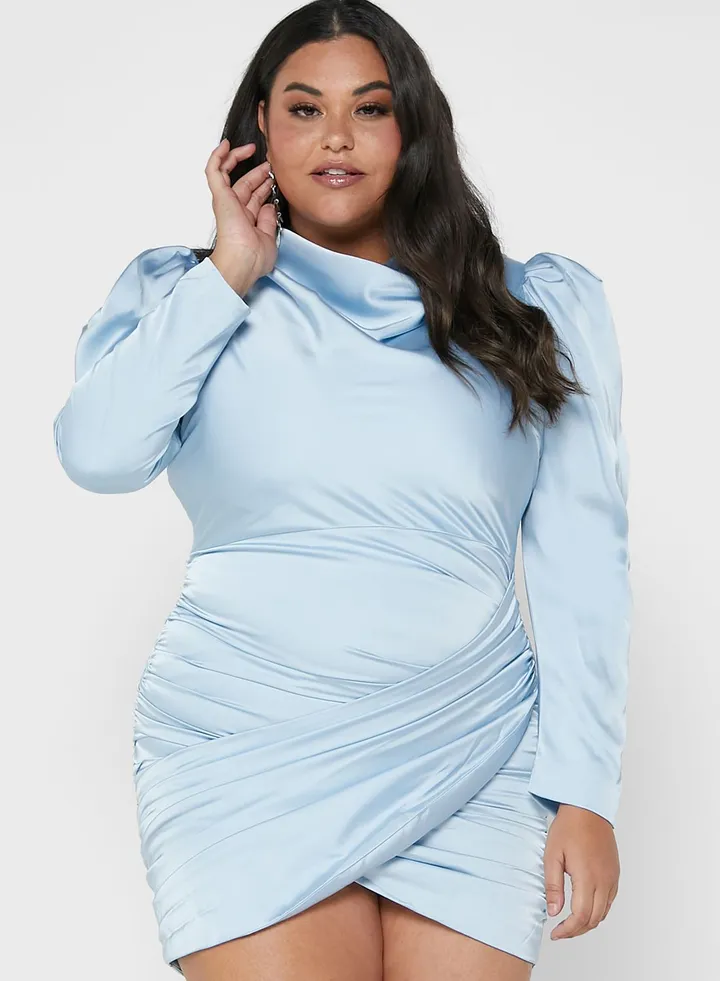 Satin Cowl Mini Dress