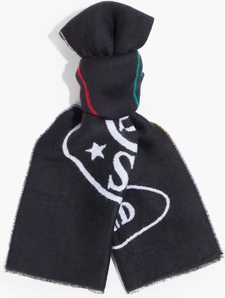 Intarsia wool and cotton-blend scarf
