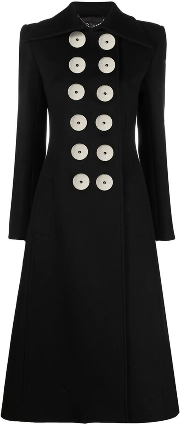 Pointed-Collar Double-Breasted Coat